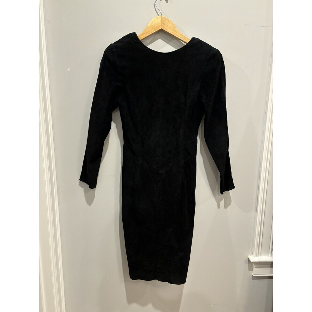 Vintage 80's Ann Taylor Black Suede Open V back Dress